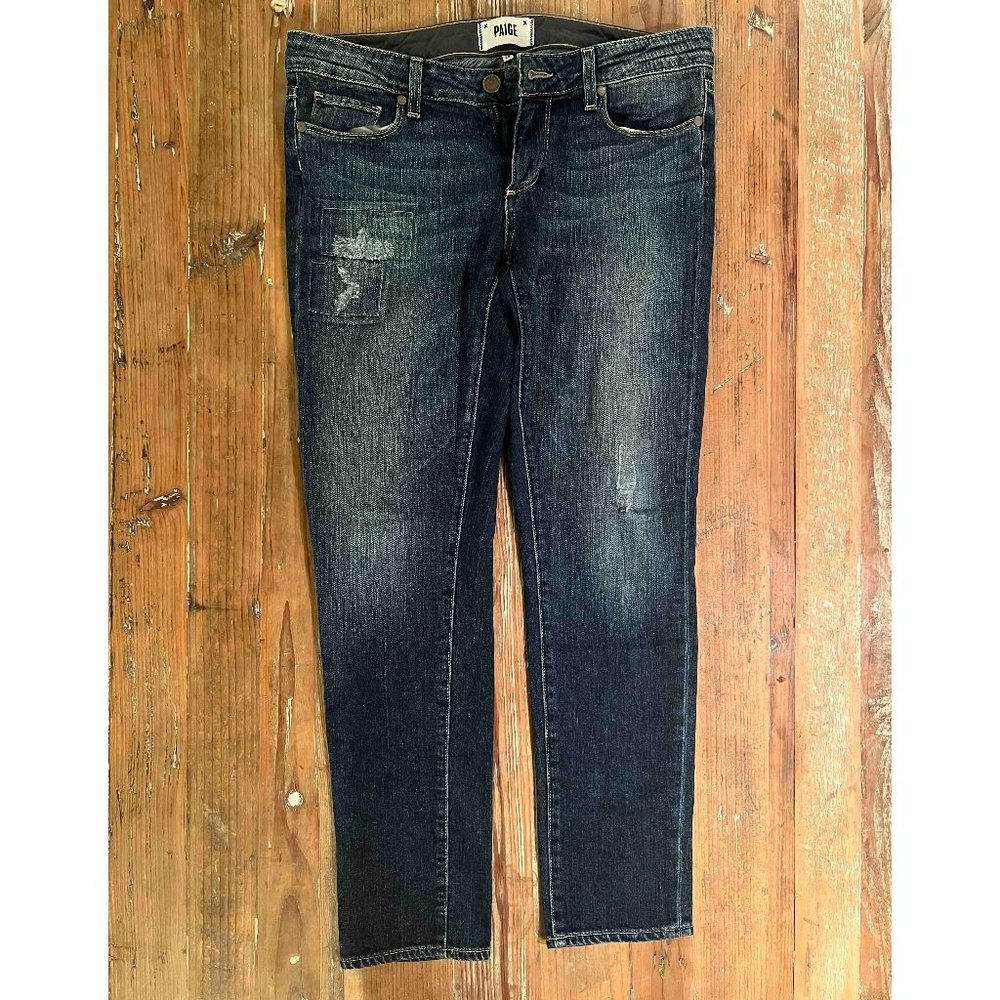 PAIGE Skyline Ankle Peg Distressed Jeans